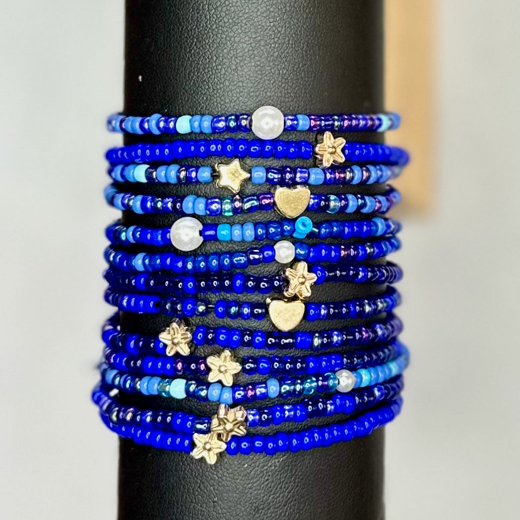 Blue Friendship Bracelet Set of 3